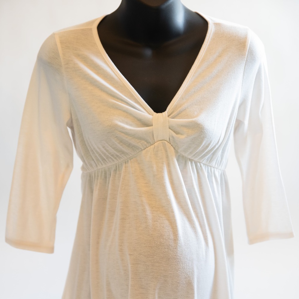 White 3/4 Sleeve Maternity Shirt